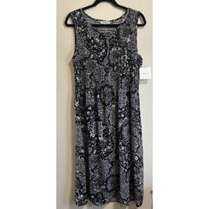 NWT Croft & Barrow Women's Size L Smocked Sleeveless Dress Boho Artsy Cottage